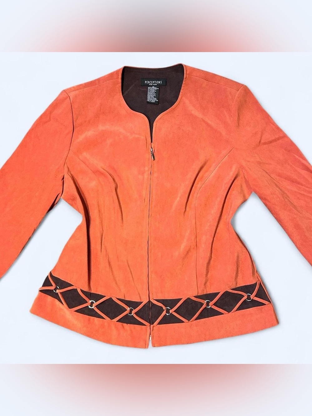 Y2K Grunge Orange Velour Jacket by Perceptions!